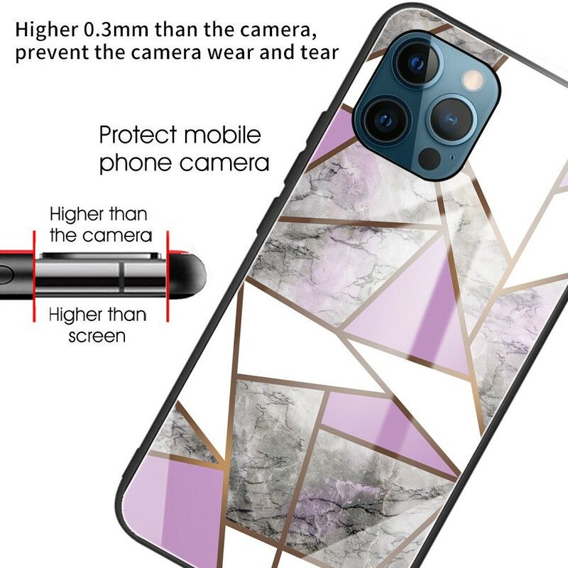 Deksel iPhone 13 Pro Max Herdet Glassmarmorgeometri Beskyttelse Deksel