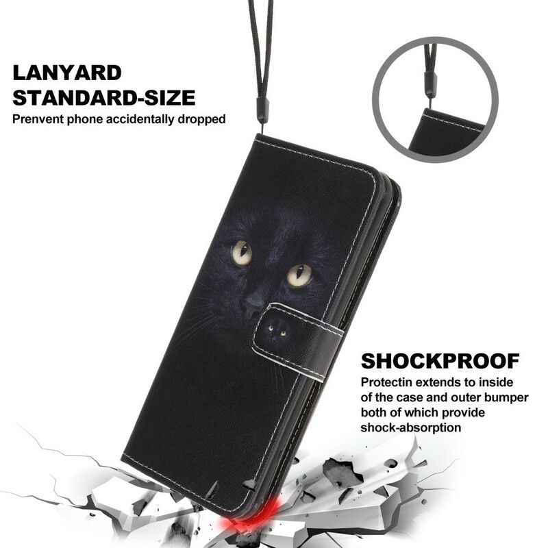 Folio Deksel iPhone 13 Pro Max Black Strappy Cat Eyes Beskyttelse Deksel