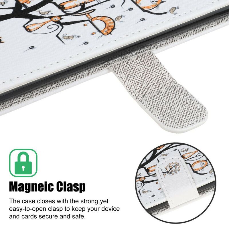 Folio Deksel iPhone 13 Pro Max Funky Cats Strappy