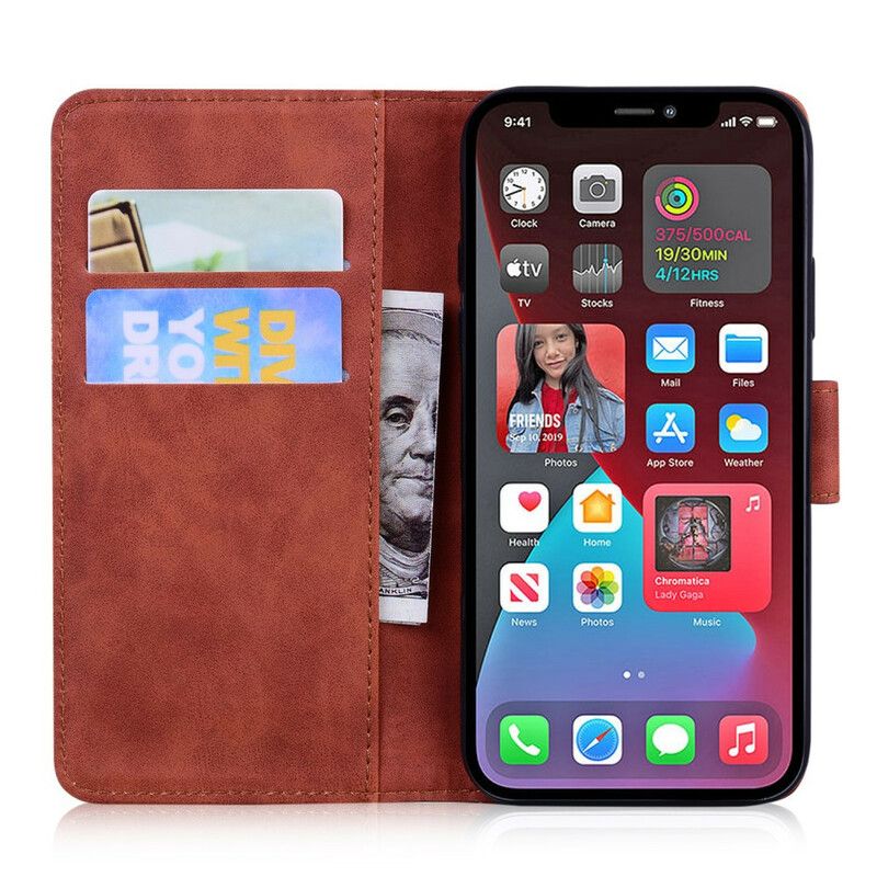 Lærdeksel Folio Deksel iPhone 13 Pro Max Mobildeksel Stil Skinncouture