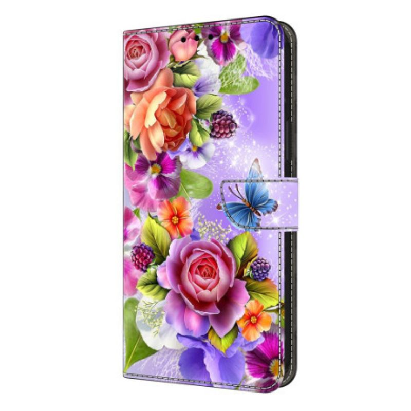 Folio Deksel Samsung Galaxy S26 Plus Blendende Blomster Beskyttelse Deksel