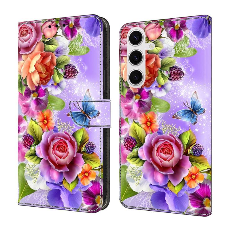 Folio Deksel Samsung Galaxy S26 Plus Blendende Blomster Beskyttelse Deksel