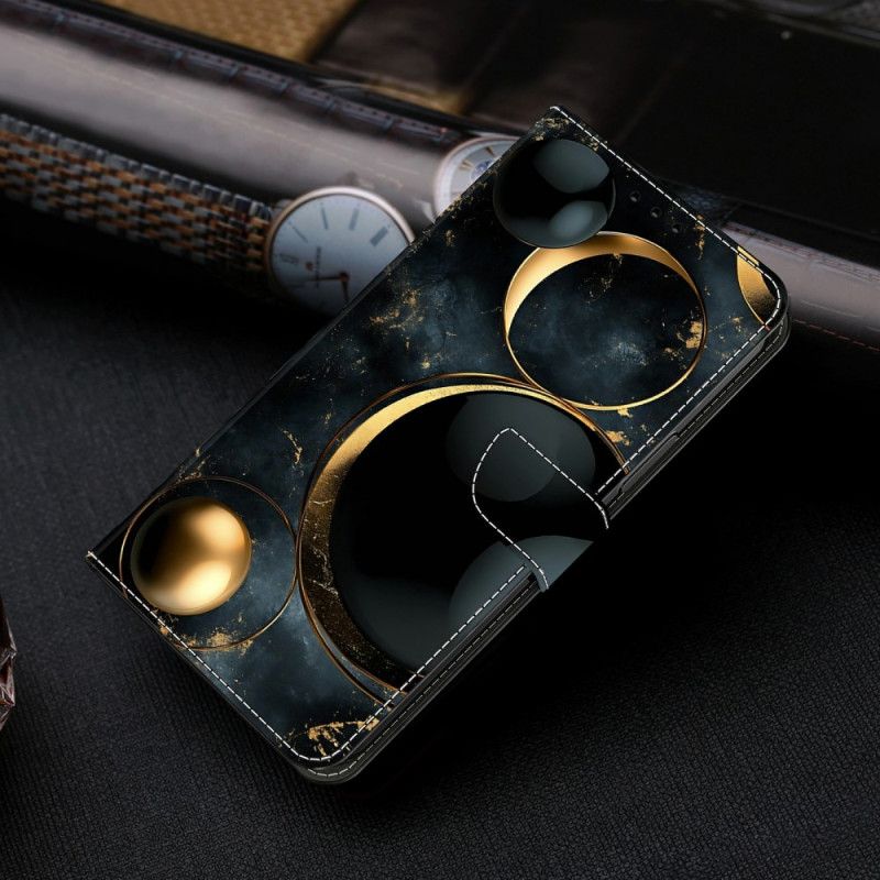 Folio Deksel Samsung Galaxy S26 Plus Gullringer Beskyttelse Deksel