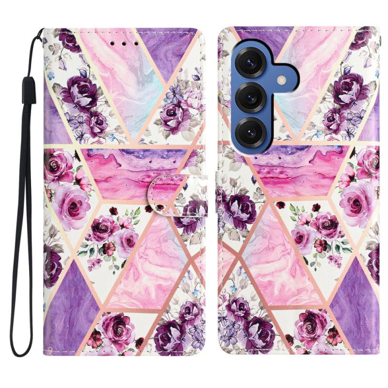 Folio Deksel Samsung Galaxy S26 Plus Lilla Blomster Beskyttelse Deksel