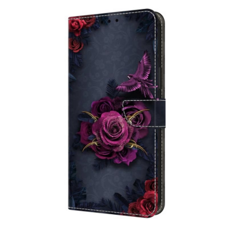 Folio Deksel Samsung Galaxy S26 Plus Lysende Lilla Blomster