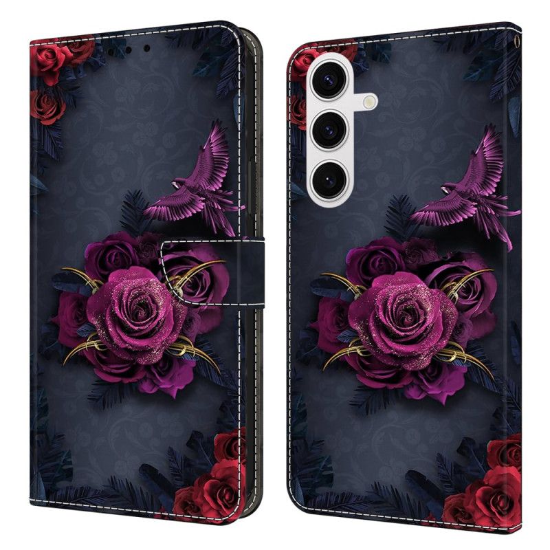 Folio Deksel Samsung Galaxy S26 Plus Lysende Lilla Blomster