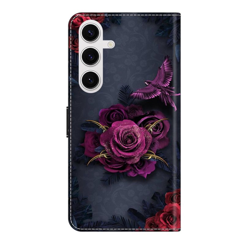 Folio Deksel Samsung Galaxy S26 Plus Lysende Lilla Blomster