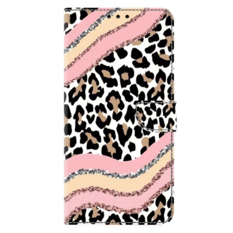 Folio Deksel Samsung Galaxy S26 Plus Stripete Leopardmønster