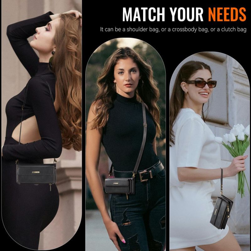 Folio Deksel Til Samsung Galaxy S26 Plus Caseme Rfid-beskyttelse Og Skulderstropp