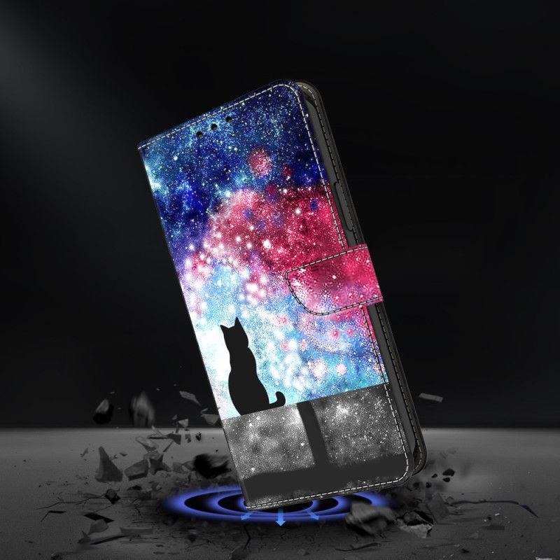 Lærdeksel Folio Deksel Samsung Galaxy S26 Plus Katt I Stjernehimmelen