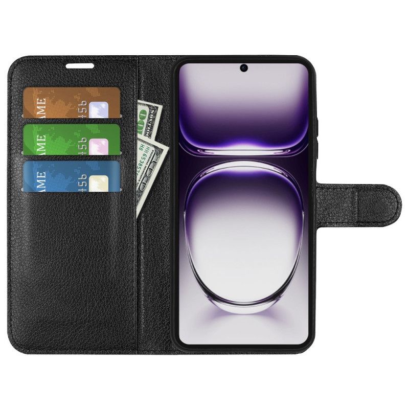 Folio Deksel Oppo Reno 12 Pro 5g Klassisk Litchi Imitert Skinn Beskyttelse Deksel