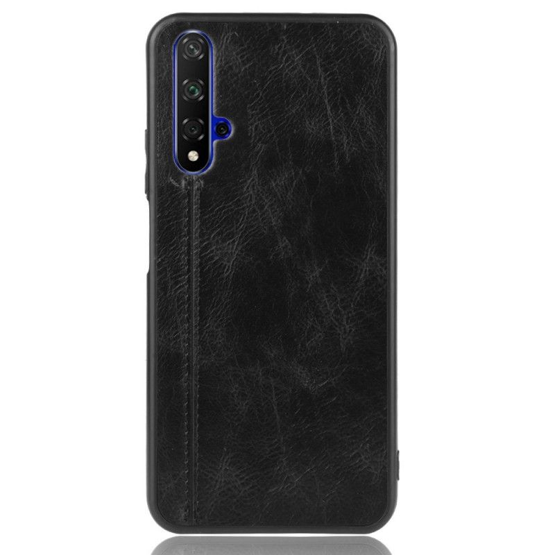 Deksel Huawei Nova 5T Svart Søm I Skinnstil
