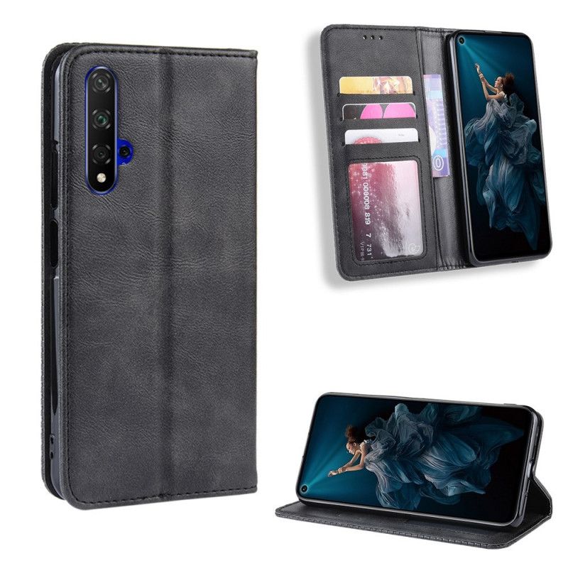 Folio Deksel for Huawei Nova 5T Svart Stilisert Vintage Skinneffekt