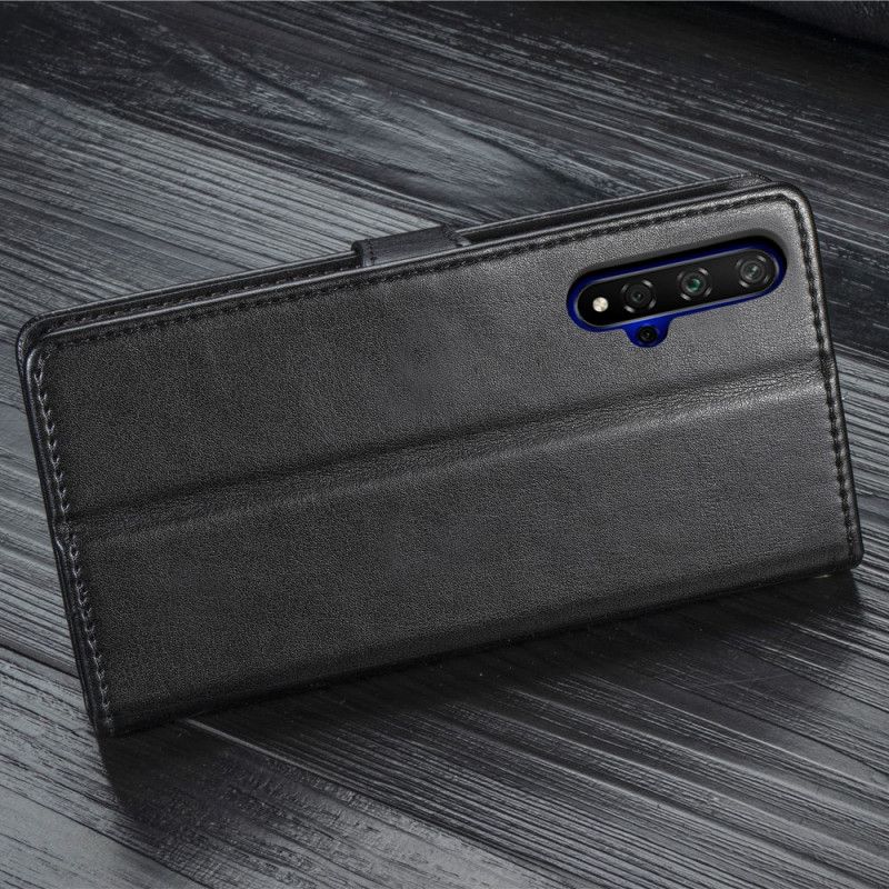 Folio Deksel Huawei Nova 5T Svart Kunstlær Og Vintage Lås