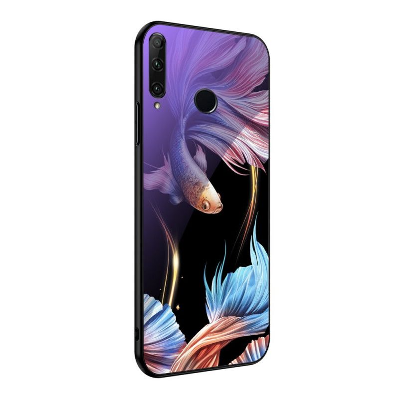 Deksel Honor 20e / 20 Lite Cyan Mobildeksel Herdet Glass Med Fluorescerende Mønster
