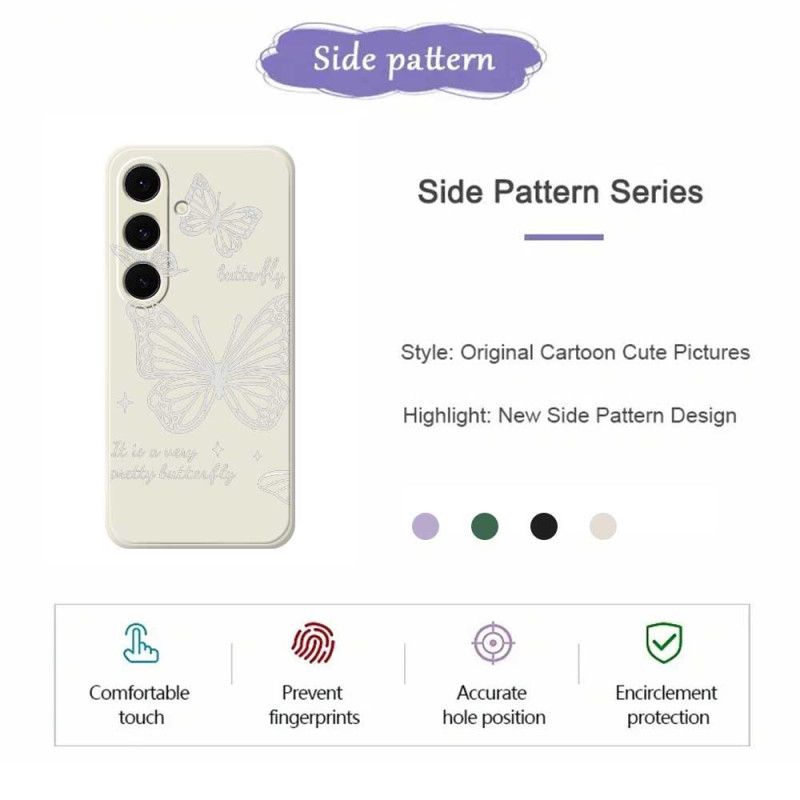 Deksel Samsung Galaxy S25 Fe Hvit Sommerfuglsilikon