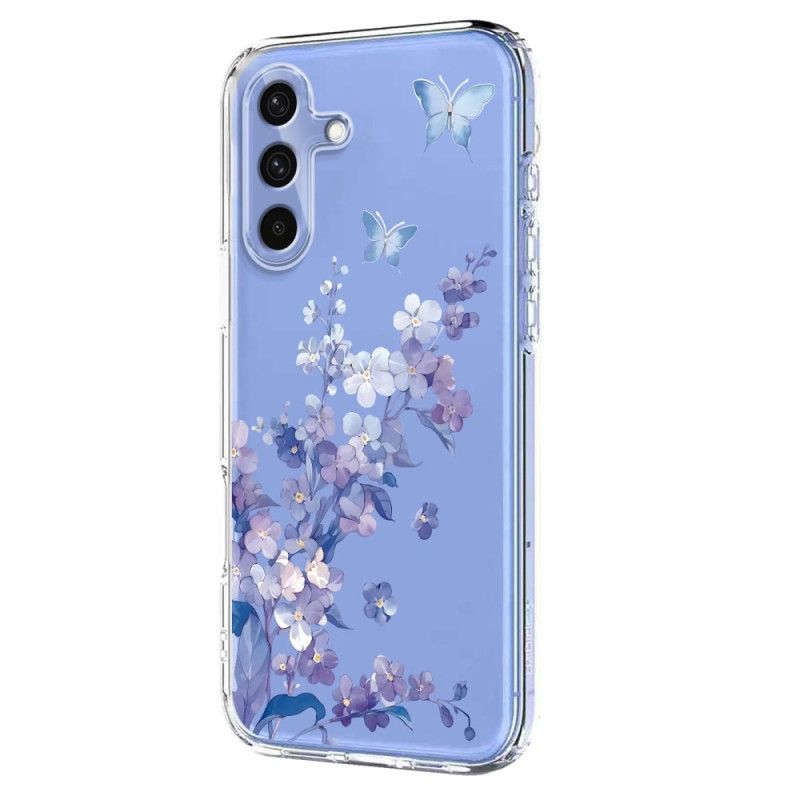Deksel Til Samsung Galaxy S25 Fe Gjennomsiktig Blomster- Og Sommerfugldesign