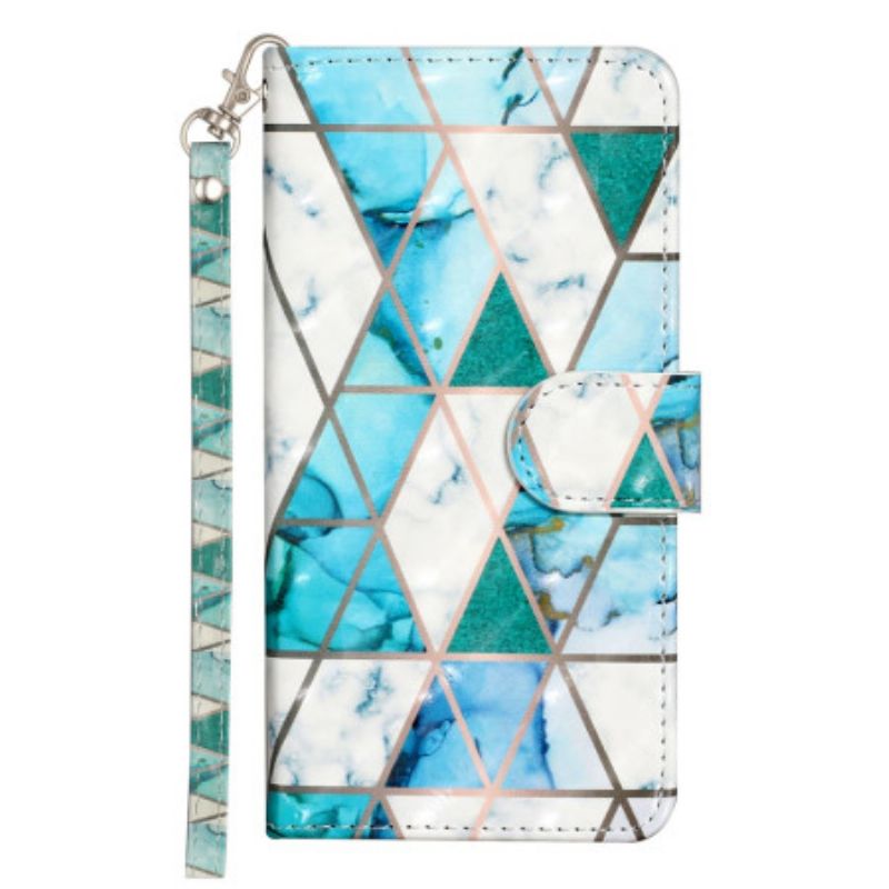 Folio Deksel Samsung Galaxy S25 Fe Blå Marmor Med Snor