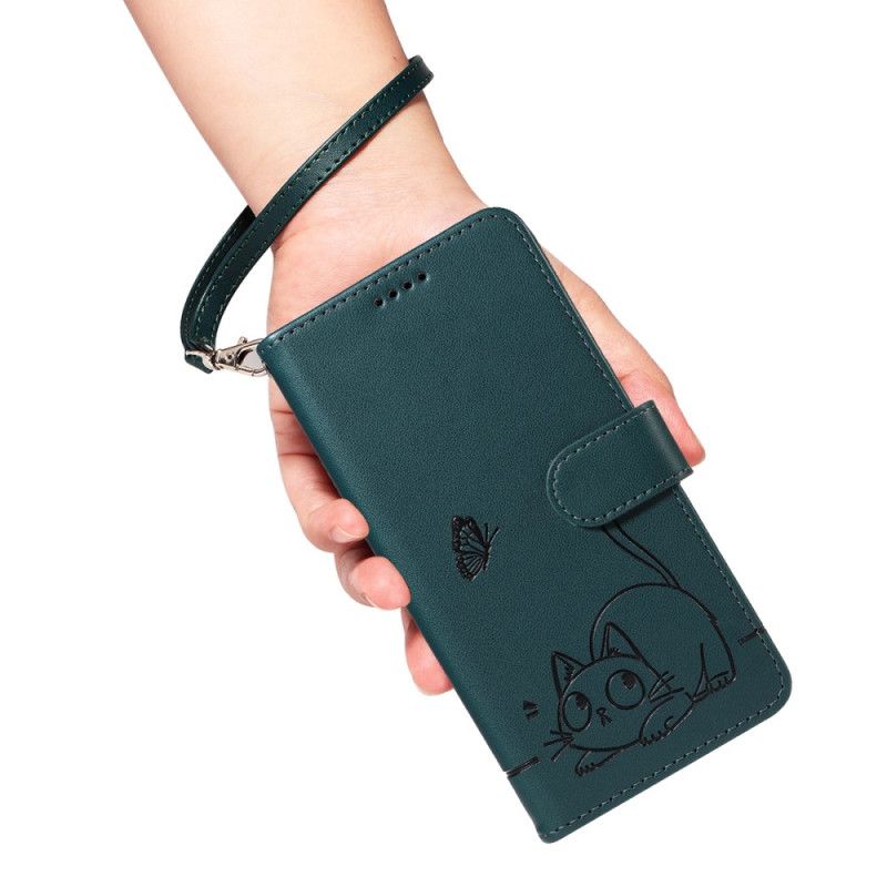 Folio Deksel Samsung Galaxy S25 Fe Kattetrykk Med Stropp