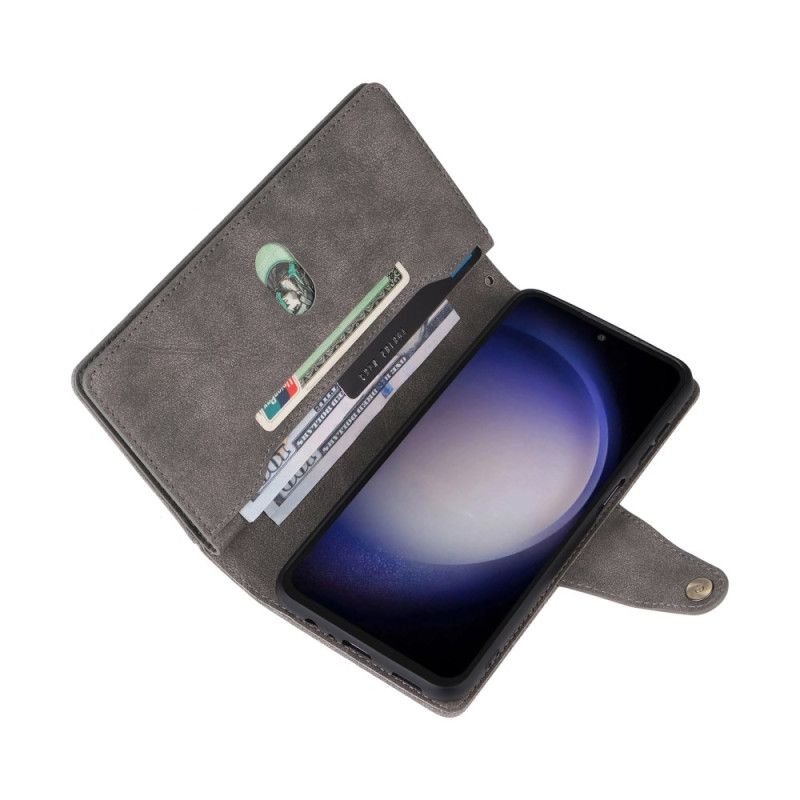 Folio Deksel Samsung Galaxy S25 Fe Lommebok Med Glidelås Beskyttelse Deksel