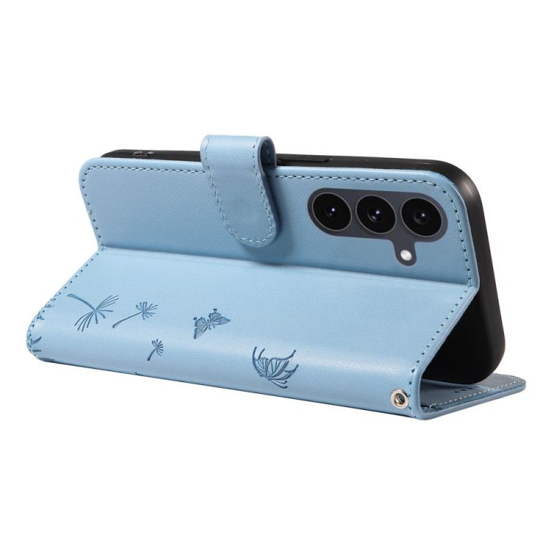 Folio Deksel Til Samsung Galaxy S25 Fe Løvetannmønster Med Rem