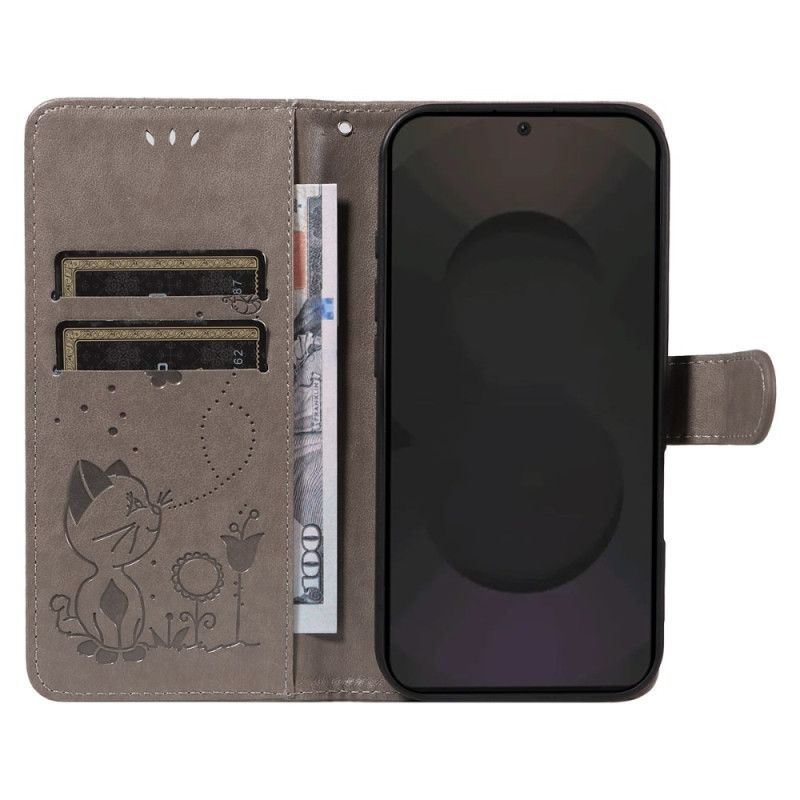 Lærdeksel Folio Deksel Samsung Galaxy S25 Fe Katt Og Bie
