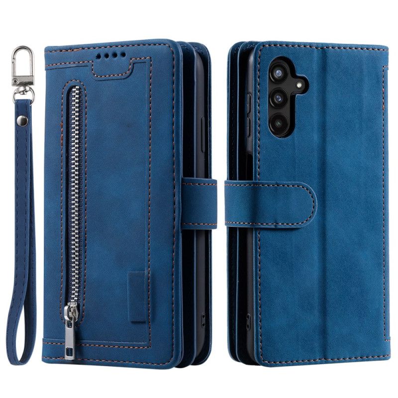 Lærdeksel Folio Deksel Samsung Galaxy S25 Fe Kortholder Og Glidelås