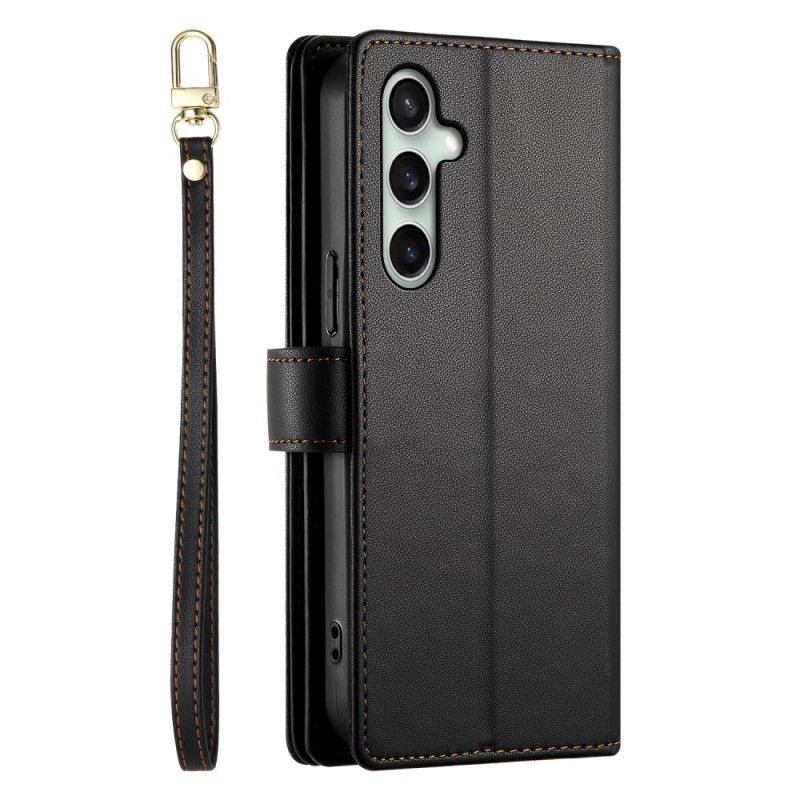 Lærdeksel Folio Deksel Samsung Galaxy S25 Fe Lommebok Og Stropper