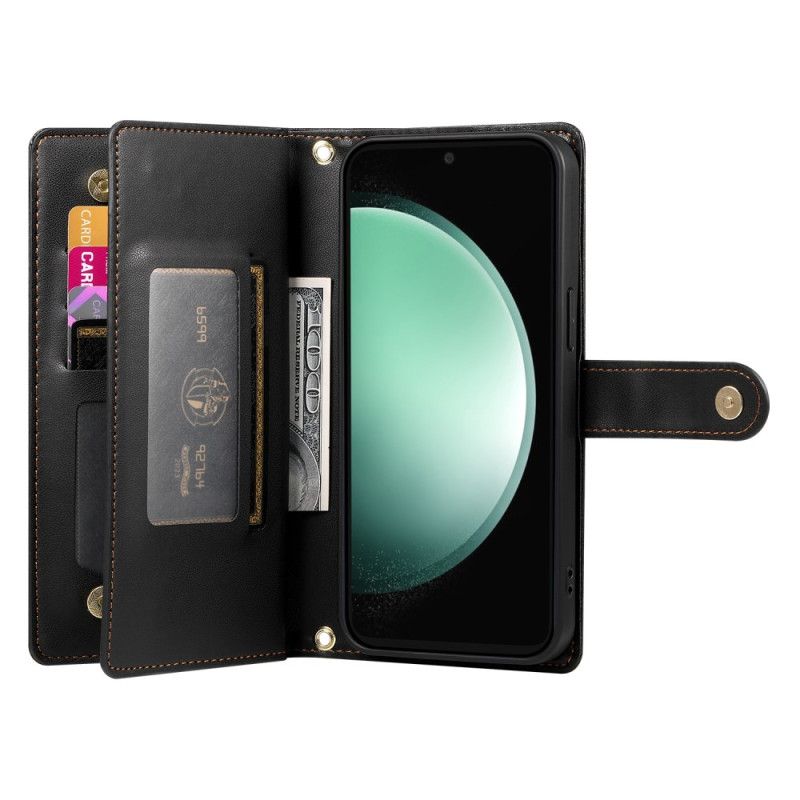 Lærdeksel Folio Deksel Samsung Galaxy S25 Fe Lommebok Og Stropper