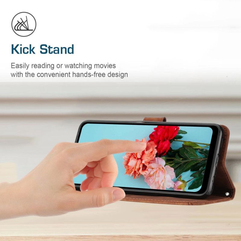 Lærdeksel Folio Deksel Samsung Galaxy S25 Fe Mobildeksel Linjer Med Semsket Skinneffekt