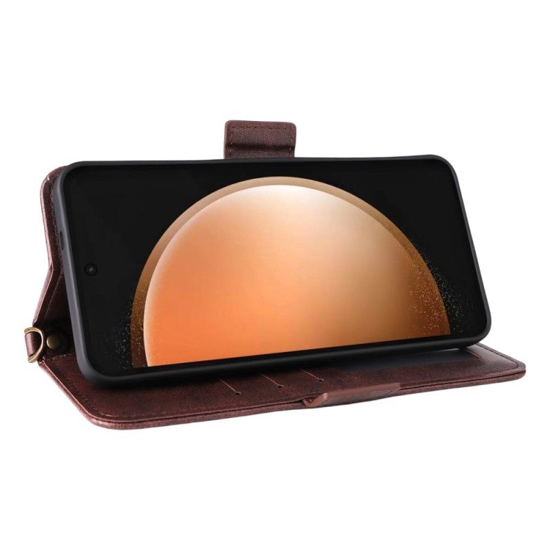 Lærdeksel Folio Deksel Samsung Galaxy S25 Fe Mobildeksel Multifunksjonell Lommebok