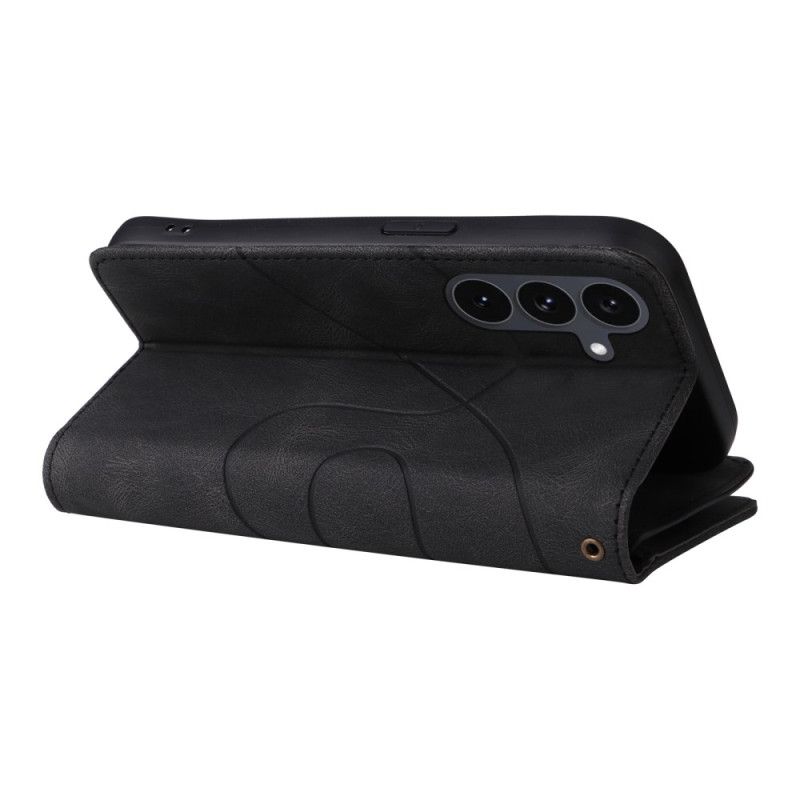 Lærdeksel Folio Deksel Samsung Galaxy S25 Fe Mobildeksel Tofarget Krusning