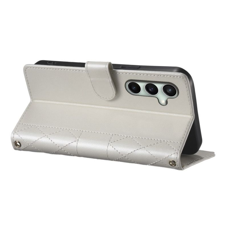 Lærdeksel Folio Deksel Samsung Galaxy S25 Fe Mobildeksel Vattert Lommebok Med Stropper