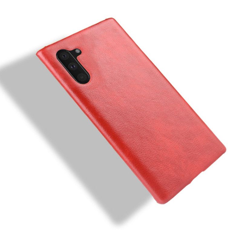 Deksel Samsung Galaxy Note 10 Svart Litchi-Skinneffekt
