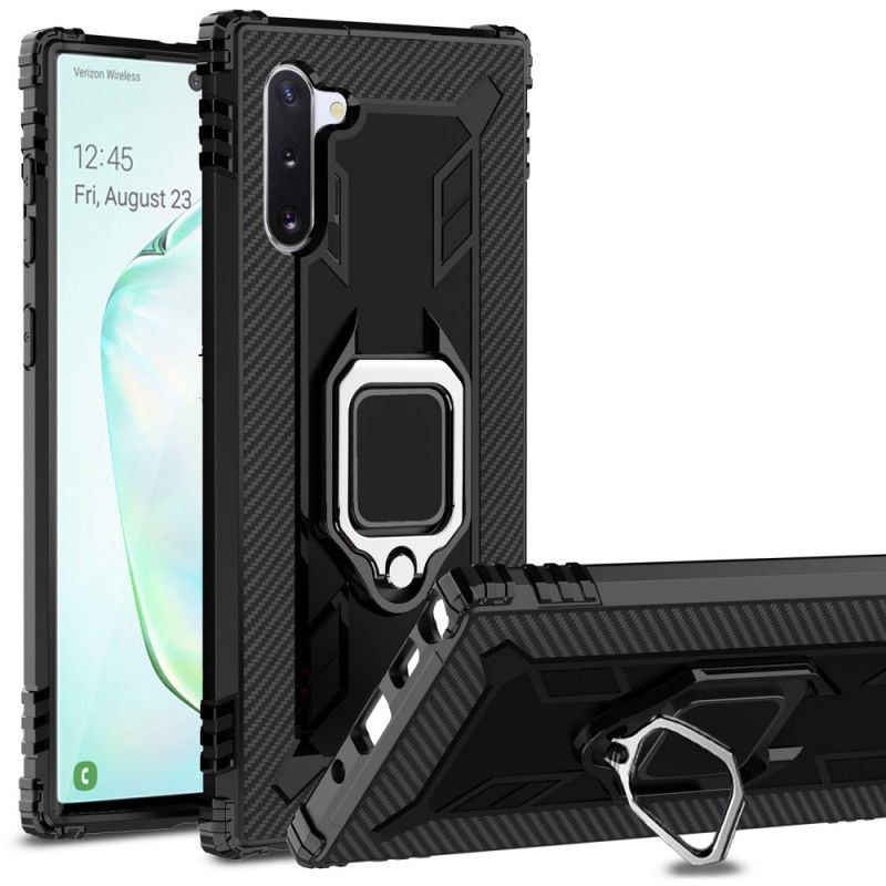 Deksel Samsung Galaxy Note 10 Svart Ring Og Karbonfiber Anti-fall