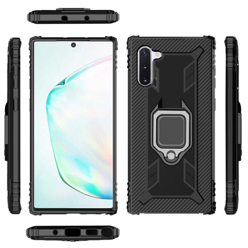 Deksel Samsung Galaxy Note 10 Svart Ring Og Karbonfiber Anti-fall