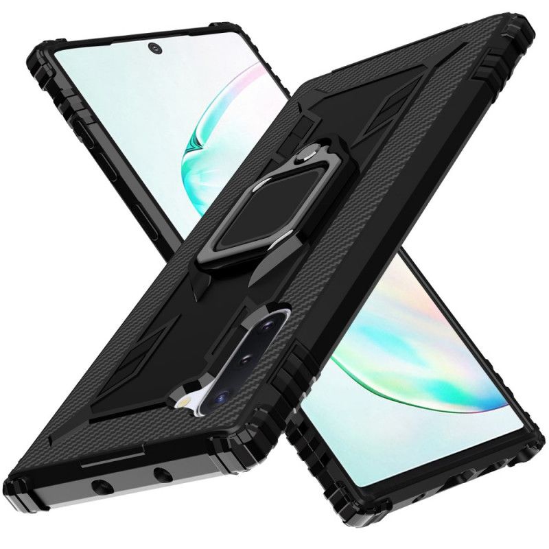 Deksel Samsung Galaxy Note 10 Svart Ring Og Karbonfiber Anti-fall