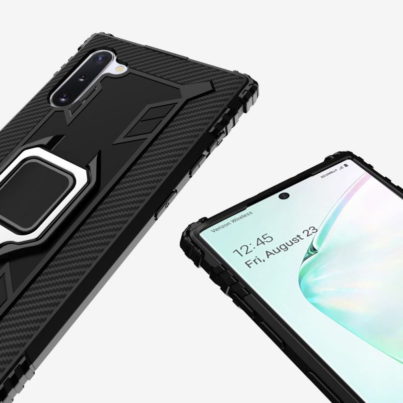 Deksel Samsung Galaxy Note 10 Svart Ring Og Karbonfiber Anti-fall