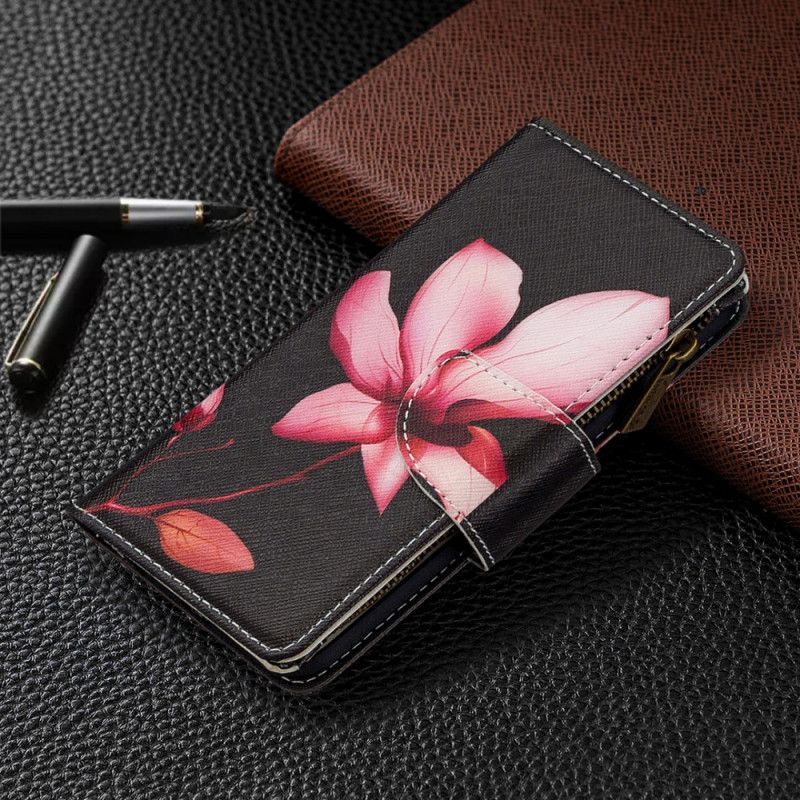 Folio Deksel Samsung Galaxy Note 10 Svart Blomst Med Glidelås Anti-fall