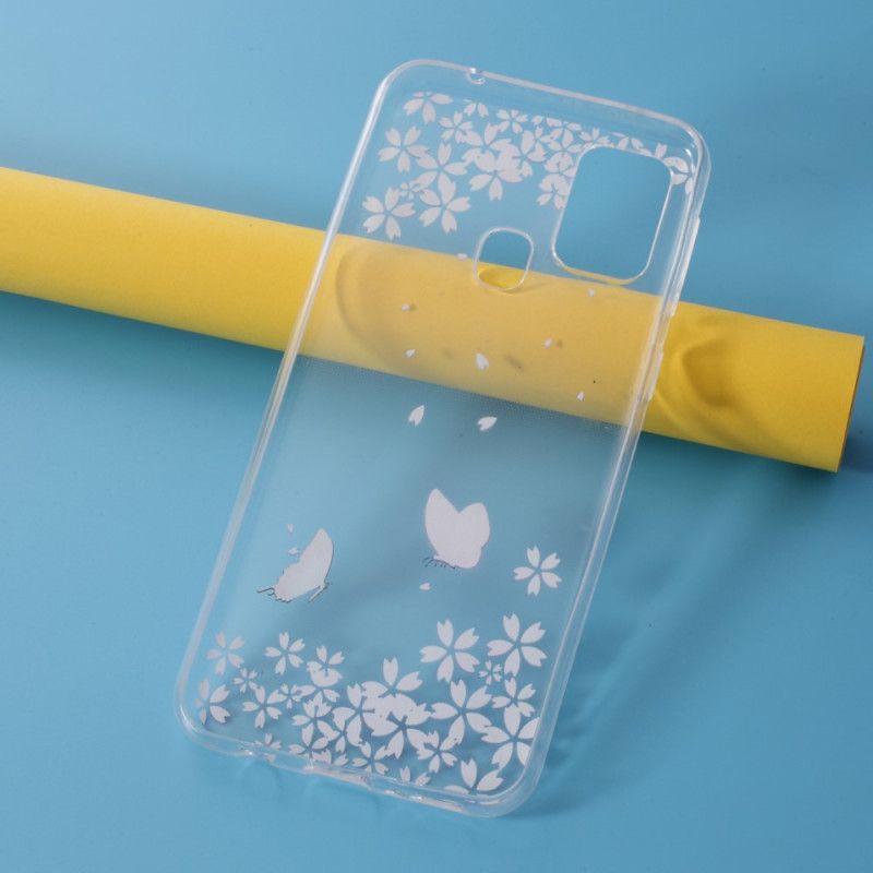 Deksel for Samsung Galaxy M31 Gjennomsiktige Sommerfugler Og Blomster