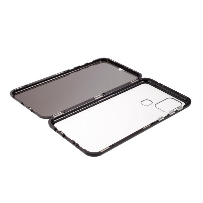 Deksel Samsung Galaxy M31 Svart Metallkanter Og Herdet Glass Beskyttelse