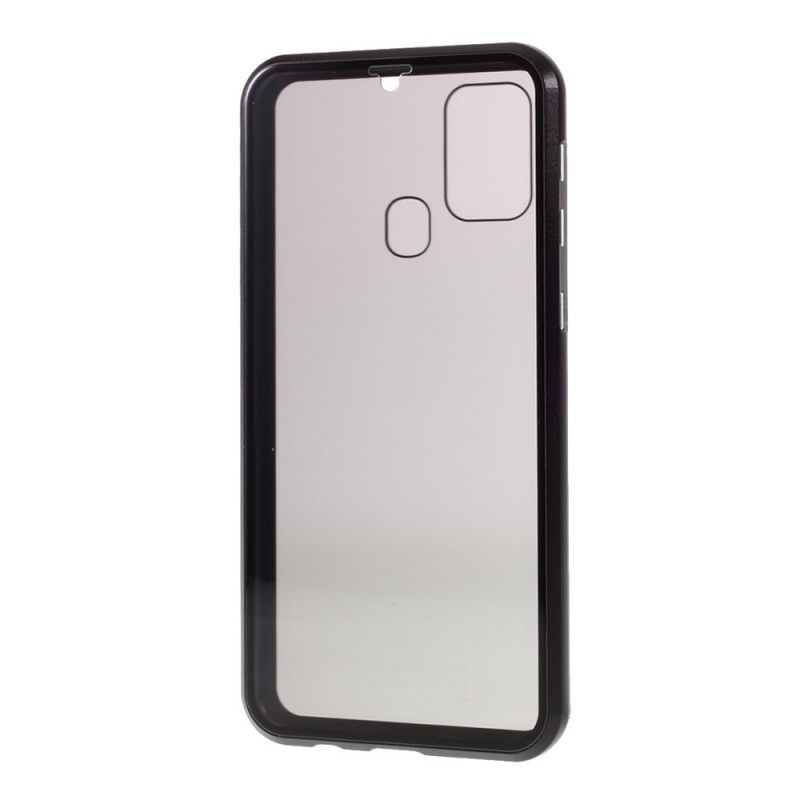 Deksel Samsung Galaxy M31 Svart Metallkanter Og Herdet Glass Beskyttelse
