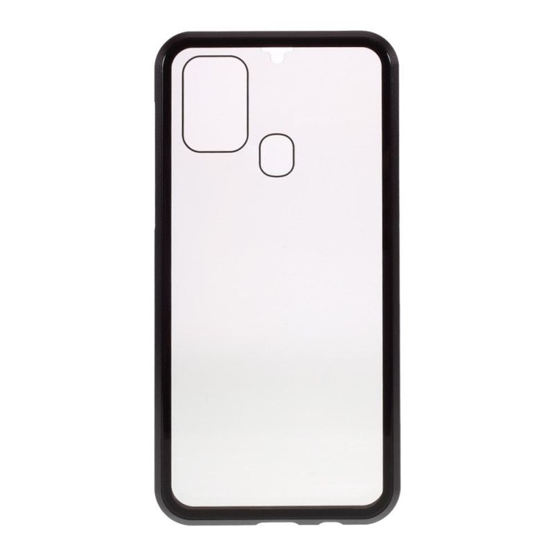 Deksel Samsung Galaxy M31 Svart Metallkanter Og Herdet Glass Beskyttelse
