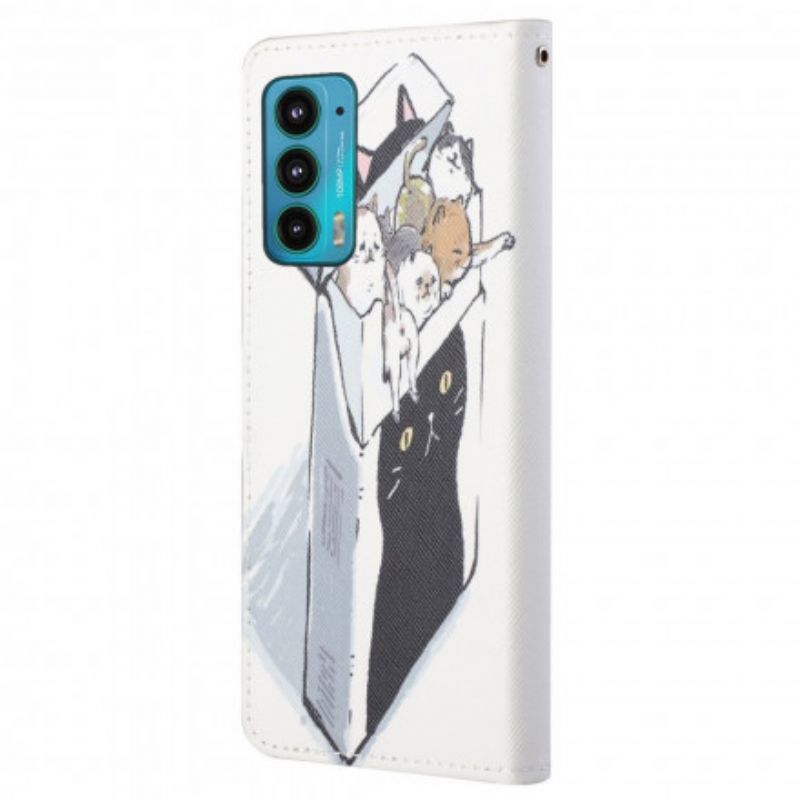 Folio Deksel Motorola Edge 20 Funky Cats Strappy