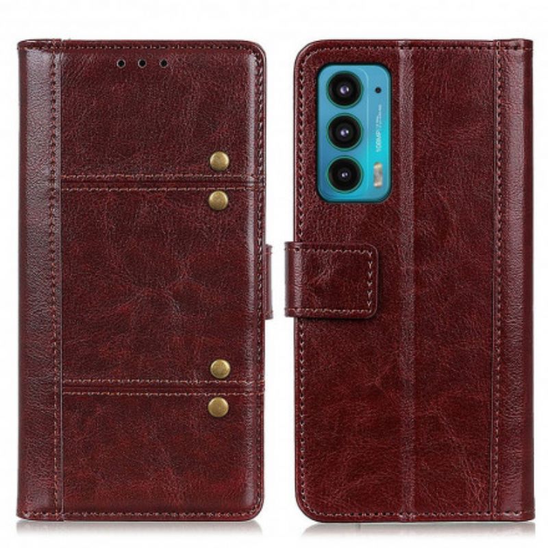 Folio Deksel Til Motorola Edge 20 Antik Skinneffekt