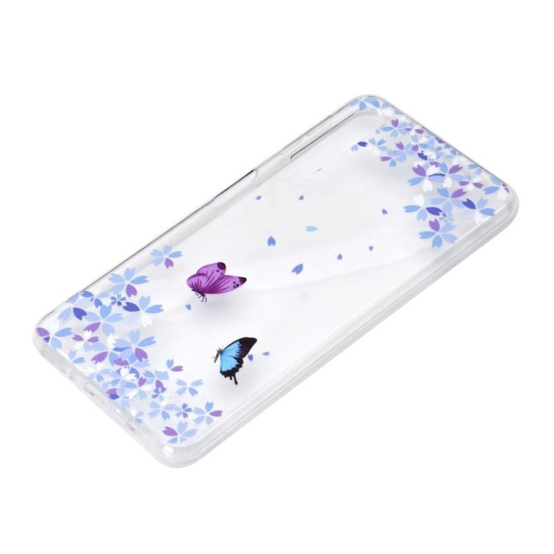 Deksel for Samsung Galaxy A7 Gjennomsiktige Sommerfugler Og Blomster