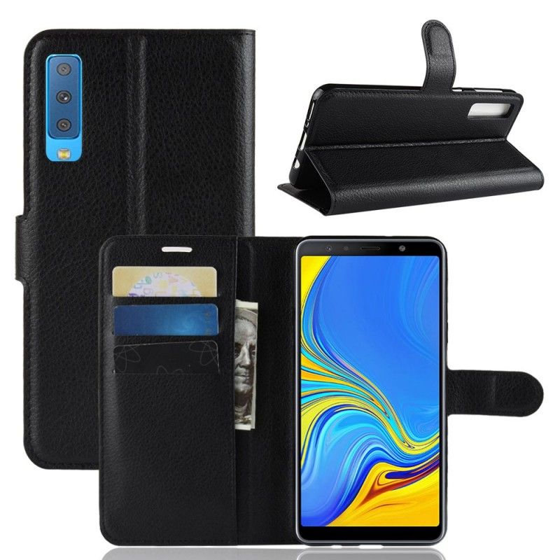 Folio Deksel Samsung Galaxy A7 Svart Retro Litchi Anti-fall
