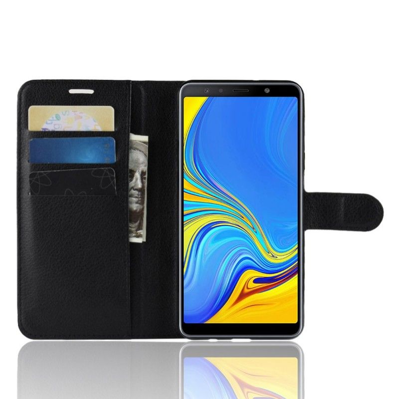 Folio Deksel Samsung Galaxy A7 Svart Retro Litchi Anti-fall