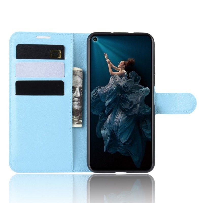 Folio Deksel for Honor 20 Pro Svart Premium Lychee-Skinneffekt