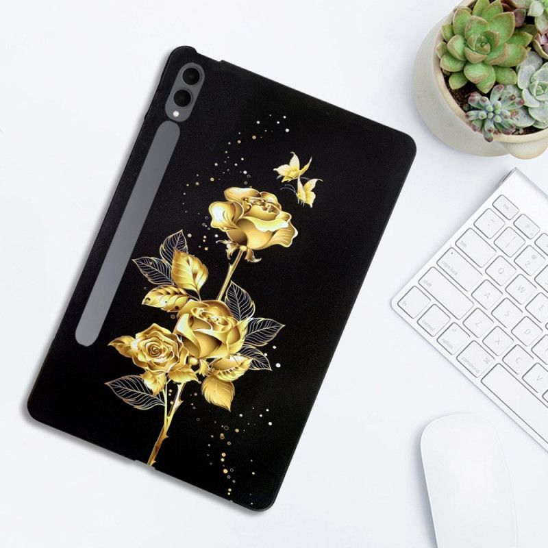 Deksel Samsung Galaxy Tab S11 Ultra Sommerfugler Og Gull Roser Beskyttelse Deksel